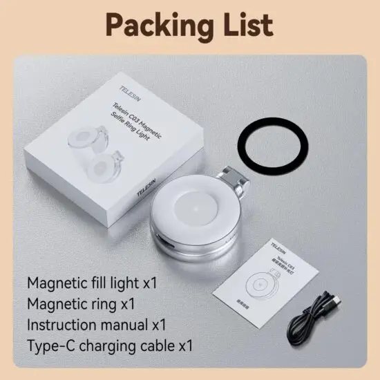 TELESIN C03 Magnetic Mobile Selfie Ring Light